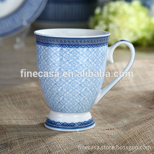 10OZ Elegant Blue and White Ceramic Mug of Blue in China